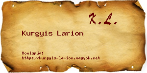 Kurgyis Larion névjegykártya
